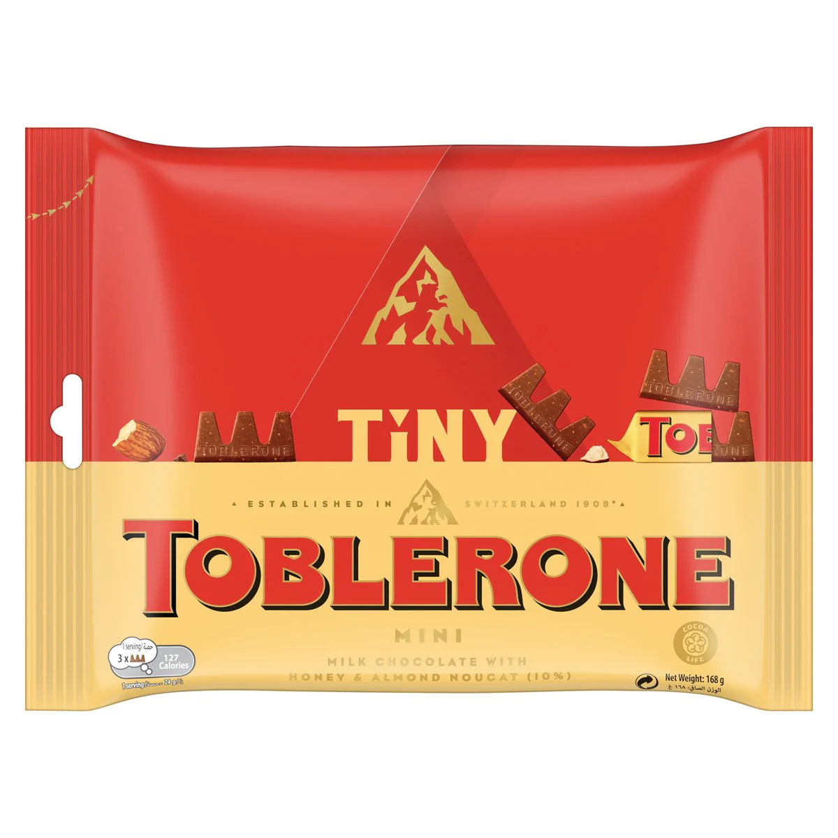 Toblerone Tiny Swiss Milk Honey And Almond Nougat Minis Sharing Pack 168g