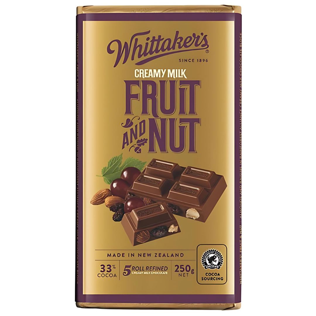 Whittakers Chocolate Block Fruit And Nut 200g