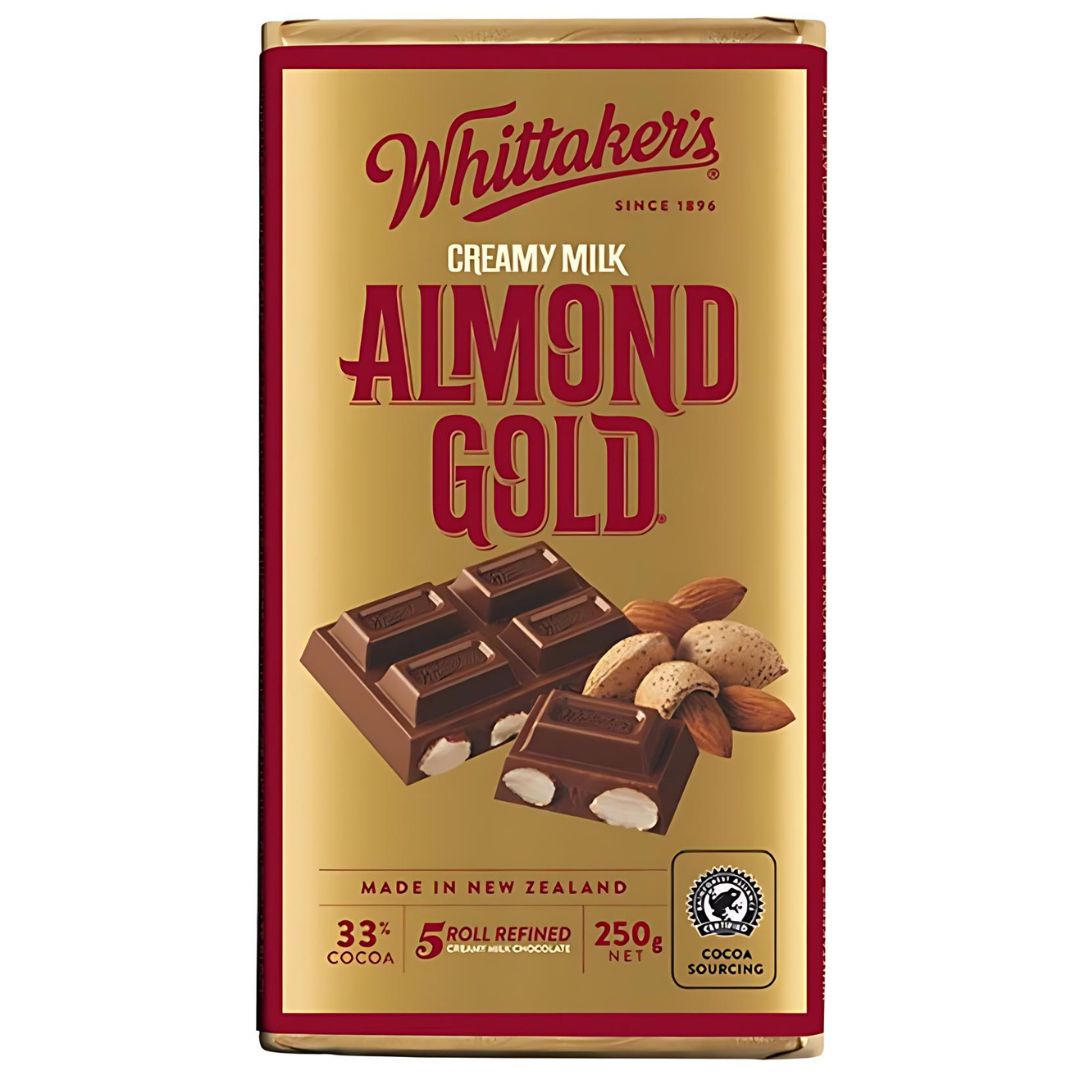 Whittakers Chocolate Block Almond Gold 200g