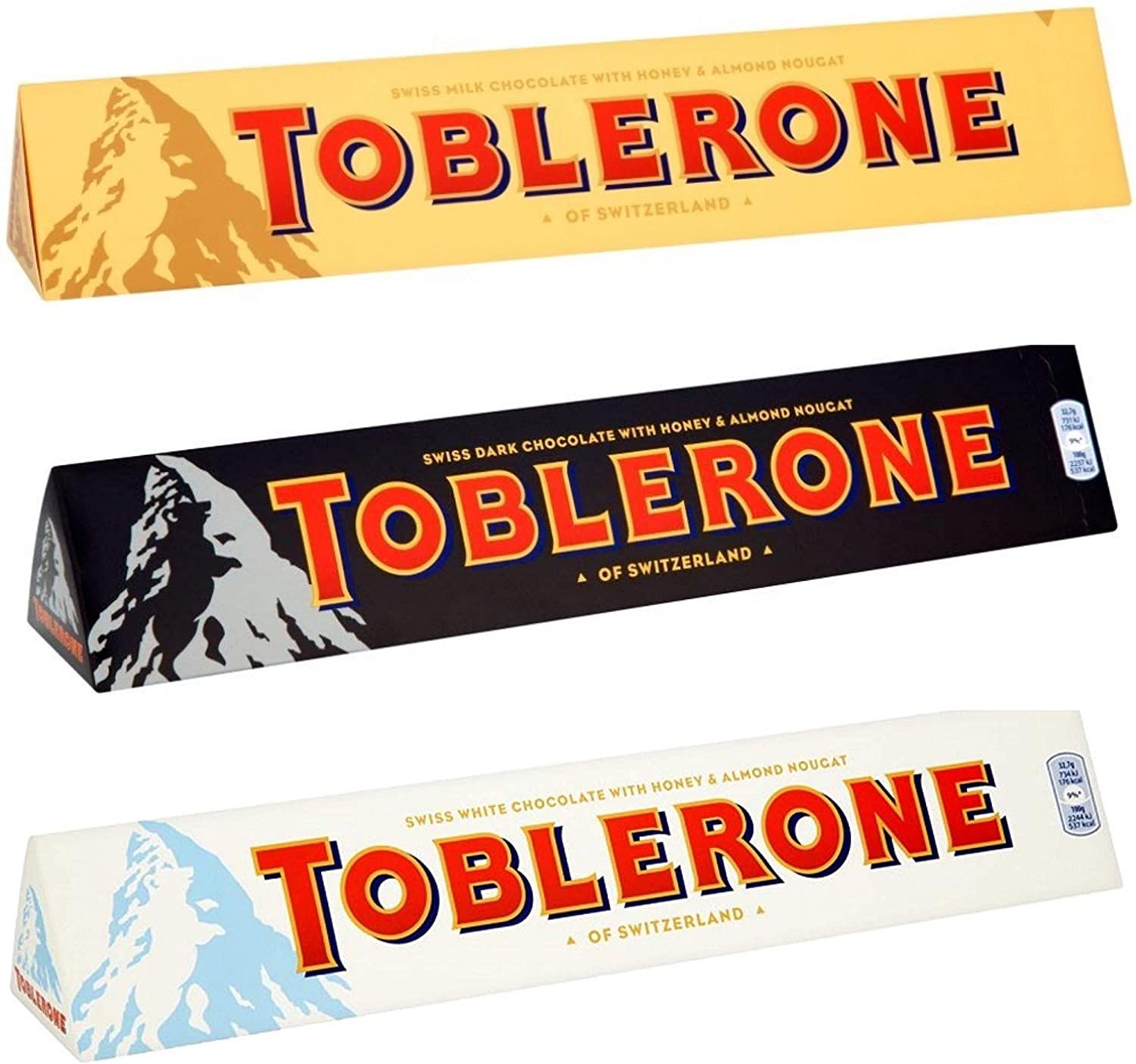 Toblerone White Milk Dark Honey And Almond 300g Pack Of 3 Pieces