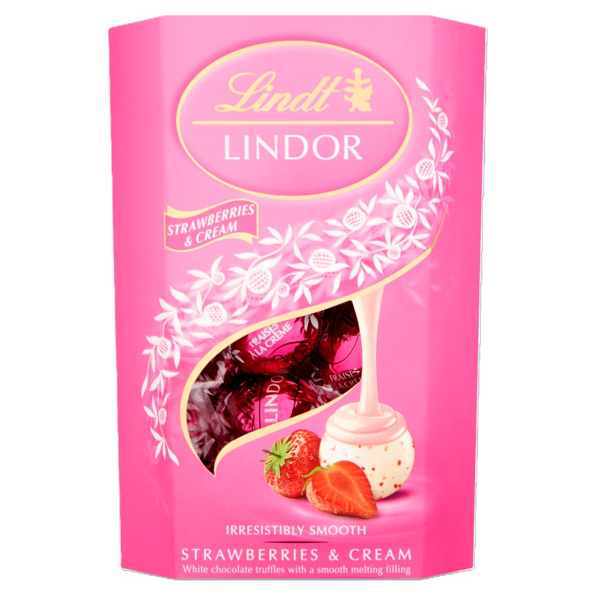 Lindt Lindor Strawberries And Cream Chocolate Truffles 200g